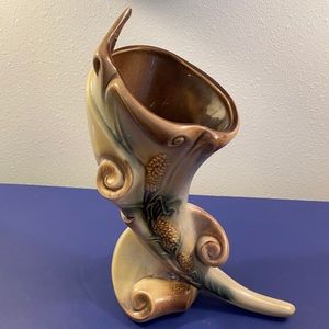 Hull Parchment & Pine Cornucopia‎ Planter Vase Vtg. AS IS